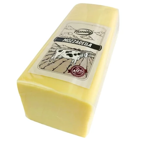 Family Mozzarella 40% Tömb sajt (Állati) egy tömb Kb. 2,5kg