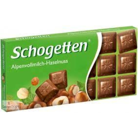 SCHOGETTEN Alpine Milk Chocolate with Hazeinuts ízű csokoládé 100gramm (minimum 7 db vásárolható mixben)