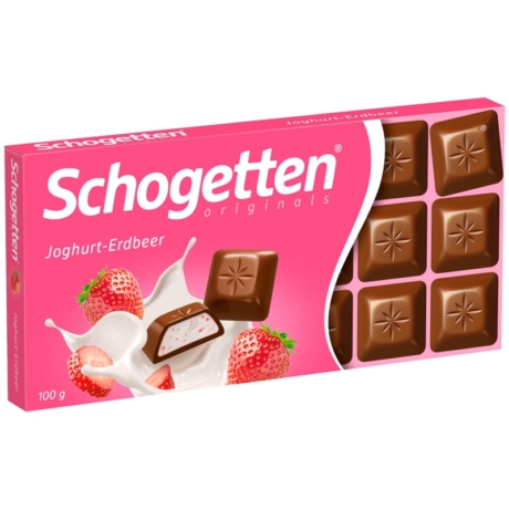 SCHOGETTEN Yoghurt-Strawbery ízű csokoládé 100gramm (minimum 7 db vásárolható mixben)