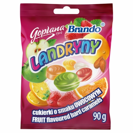Goplona Landryny Gyümölcsös kemény cukor 90gramm (30db/karton)
