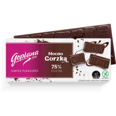 Goplana gluténmentes keserű csokoládé 75% kakaó tartalommal 90 gramm (19db/karton)