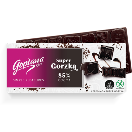 Goplana gluténmentes 85% kakaó tartalmú keserű csokoládé 90gramm (19db/karton)