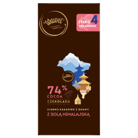 Wawel Keserű csokoládé 74% ghánai gabonával és himalájai sóval 100g -darabár (15db/karton)