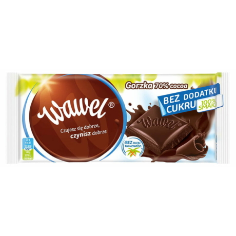 Wawel Keserű csokoládé hozzáadott cukor nélkül 90g -darabár (19db/karton)
