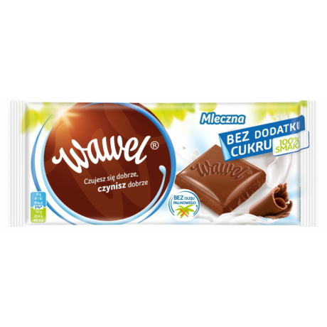 Wawel Tejcsokoládé hozzáadott cukor nélkül 90g (19db/karton)