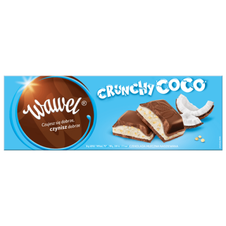Wawel Crunchy Coco töltött csokoládé kókuszos 258g -darabár (15db/karton)