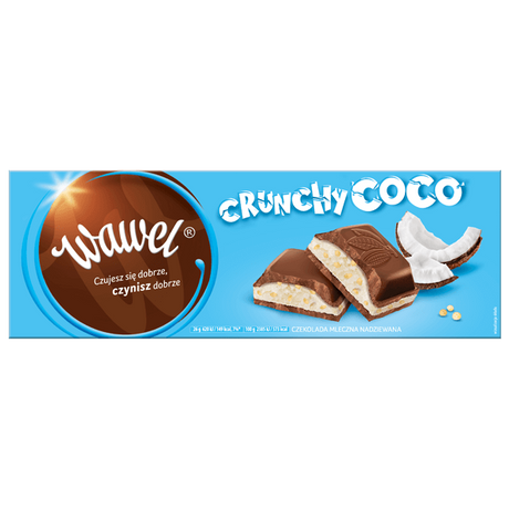 Wawel Crunchy Coco töltött csokoládé kókuszos 258g -darabár (15db/karton)