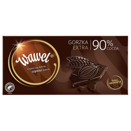 Wawel Prémium keserű csokoládé 90% 100g -darabár (15db/karton)