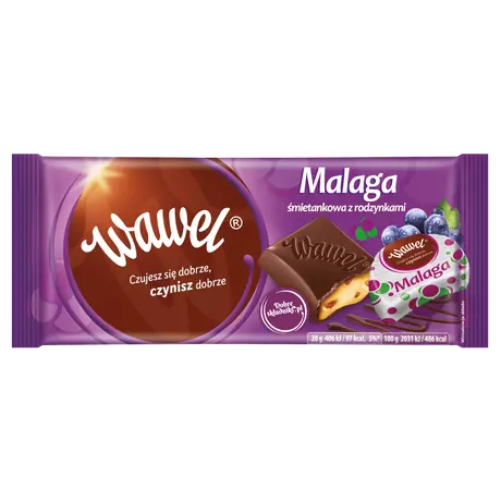 Wawel Malaga csokoládé 100 g -darabár (16db/karton)