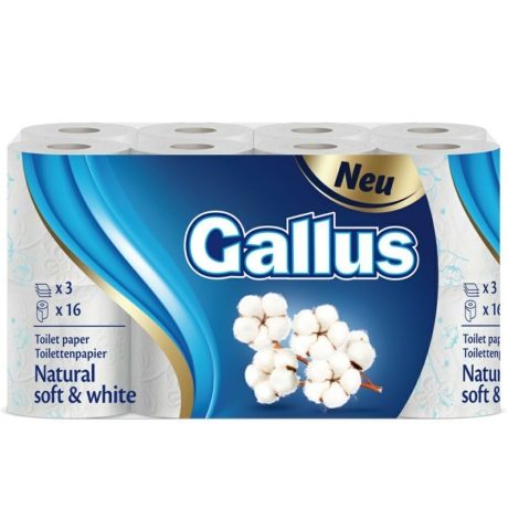 Gallus WC Papír-16 tekercs/csomag - Darab Ár (4 csomagtól a termék darab ára 1200-Ft)