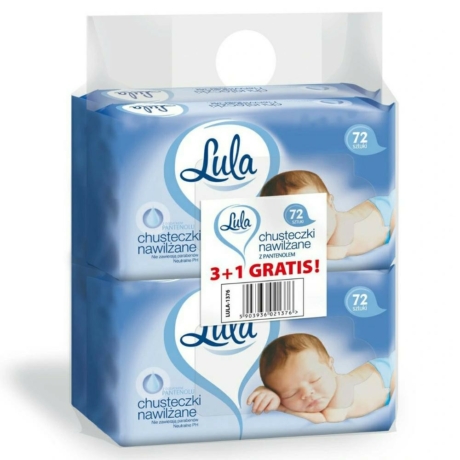 Lula Popsi Törlőkendő Pantenollal - 72db/csom -darabár ( 3*3+1 csomag/karton)