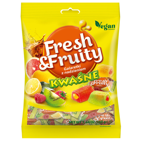 Wawel Fresh & Fruity savanyú zselé  VEGÁN 160g darab ár(11db/karton)