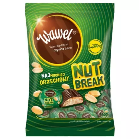 Wawel Nut Break Mogyorós  töltött étcsokoládé 1kg (4db/karton)