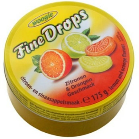 Woogie Fine Drops - Gyümölcs ízű kemény cukorka - 200g - Citrom és narancs -(10db/karton)