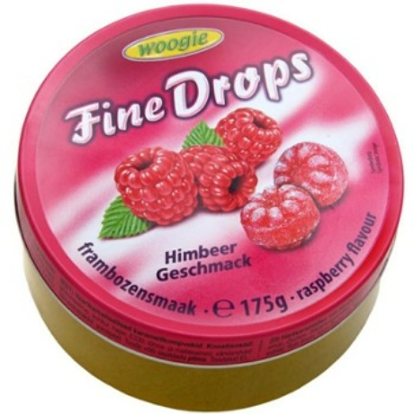 Woogie Fine Drops - Gyümölcs ízű kemény cukorka - 175g - Málna -   (10db-tól /karton)
