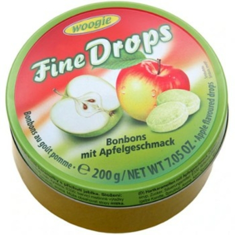 Woogie Fine Drops - Gyümölcs ízű kemény cukorka - 200g - Alma - darab ár  (10db-tól a termék darab ára 450-ft)