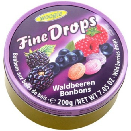 Woogie Fine Drops - Gyümölcs ízű kemény cukorka - 200g - Erdei Gyümölcsös - darab ár  (10db-tól a termék db ára 450-ft)