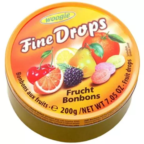 Woogie Fine Drops - Gyümölcs ízű kemény cukorka - 200g - Vegyes Gyümölcs - (10db/karton)