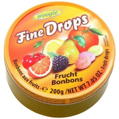 Woogie Fine Drops - Gyümölcs ízű kemény cukorka - 200g - Vegyes Gyümölcs - (10db/karton)