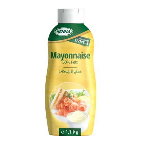 senna majonéz 1,1 kg-os kiszerelésben, 50 %-os zsírtartalommal, 8 db/zsugor