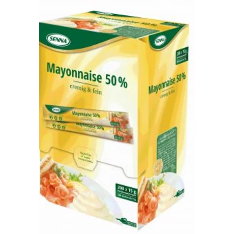 senna majonéz 50%-os zsírtartalommal display dobozban, 200 db/karton, 31 Ft/db